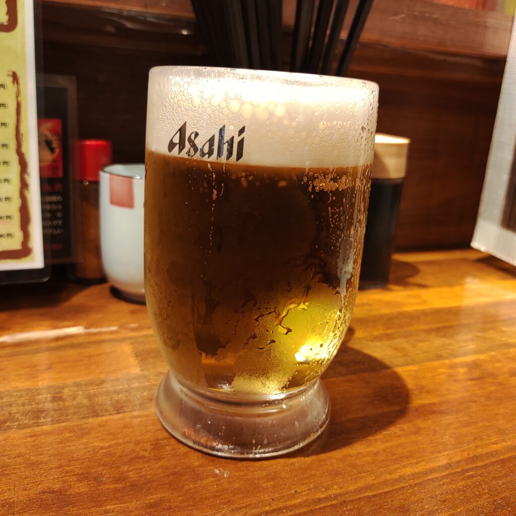 生ビール中（390円）