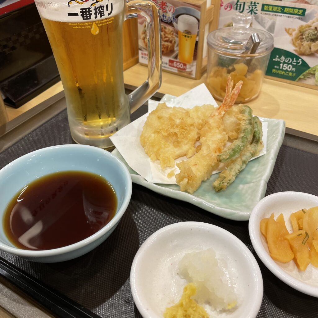 天ぷら＆生ビールセット