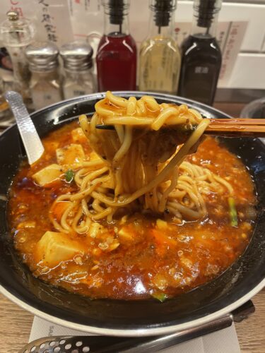 新潟「新潟三宝亭 万代ラボ」本格しび辛麻婆麺と風味爽快ニシテ(生ビール)が最高でした！